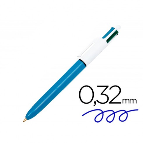 Boligrafo 4 colores clasico, punta de 1 mm
