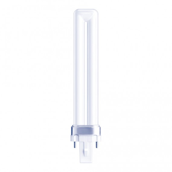 Bombilla bajo consumo 9 w 2-pins pl-s g23 6500 k 600 lm luz fria. 165 x 24,5 mm. clase energética a+