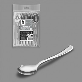 Cuchara postre-café color plata 13 cm, 12 uds