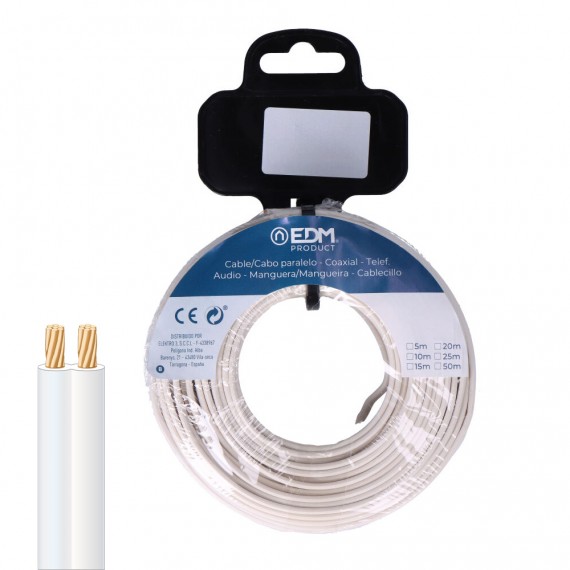 Carrete cable paralelo 2x2,50 mm² blanco "audio" 50 m