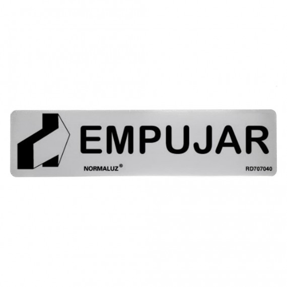 Cartel informativo "empujar", inox adhesivo 0.8 mm, 5 x 20 cm