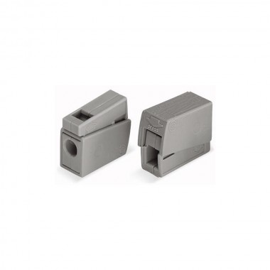 Conector rápido en linea presilla 2 conductores, 1 rígido + 1 rígido, semirígido o flexible ø máximo 2,5 mm², gris