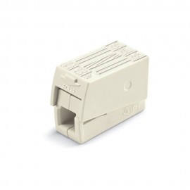 Conector rápido en linea presilla 3 vias, 2 rígidos + 1 rígido, semirígido o flexible ø máximo 2,5 mm², blanco