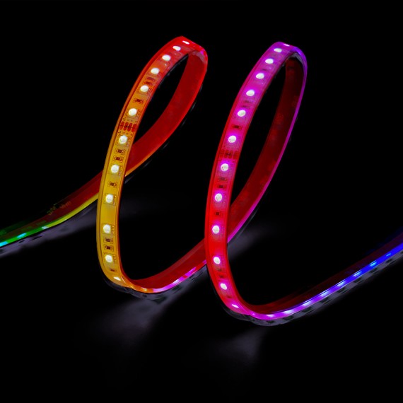 Tira led rgb adhesiva 4,5 w/m 20 lm/w 24v dc ip65, 5 m x 12 mm, wifi tuya app
