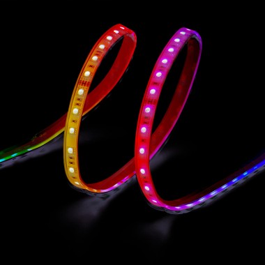 Tira led rgb adhesiva 4,5 w/m 20 lm/w 24v dc ip65, 5 m x 12 mm, wifi tuya app