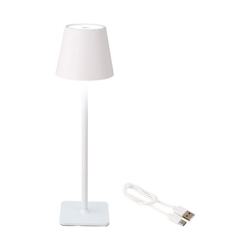 Lámpara led de mesa recargable para exterior y interior color blanco 37 cm
