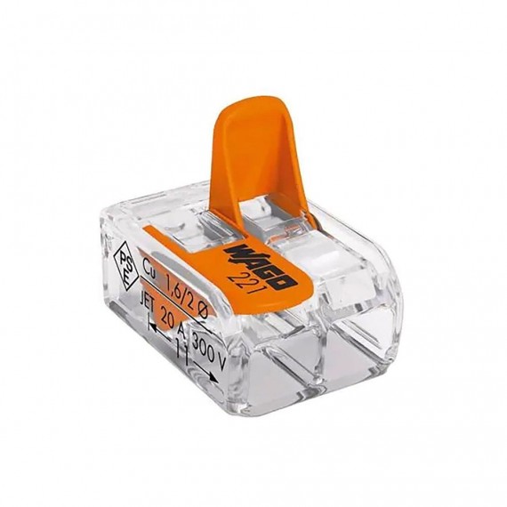 Conector rapido con palanca 2 conductores, ø maximo 4 mm², 450 v , 32 a transparente 13,2 x 18,6 x 8,4 mm