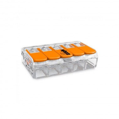 Conector rapido con palanca 5 conductores, ø maximo 4 mm², 450 v , 32 a transparente 30 x 18,6 x 8,4 mm