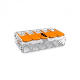 Conector rápido con palanca 5 vias, ø maximo 4 mm², 450 v , 32 a transparente 30 x 18,6 x 8,4 mm