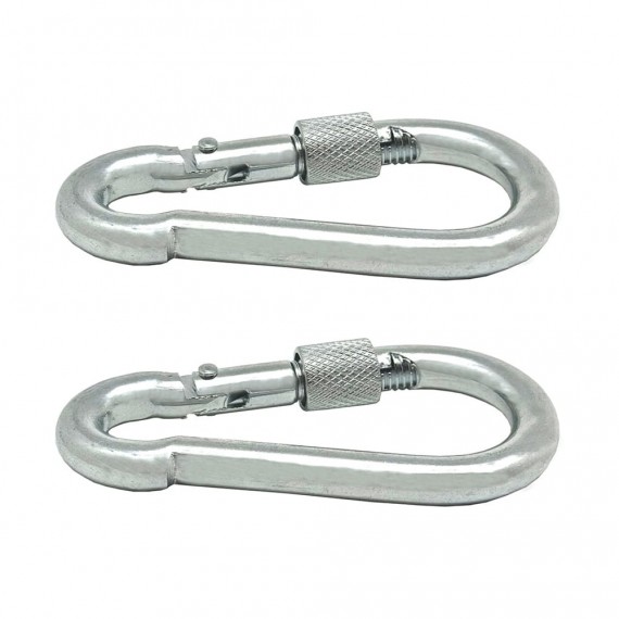 Mosquetón bombero con seguro, msq02, acero galvanizado, 6 x 60 mm. 2 unidades