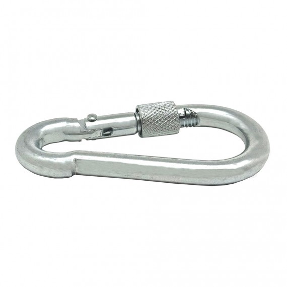 Mosquetón bombero con seguro, msq02, acero galvanizado, 10 x 100 mm