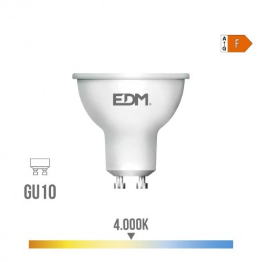 Bombilla dicroica led gu10 10 w 932 lm 4000 k luz dia 120° ø5 x 6,4 cm