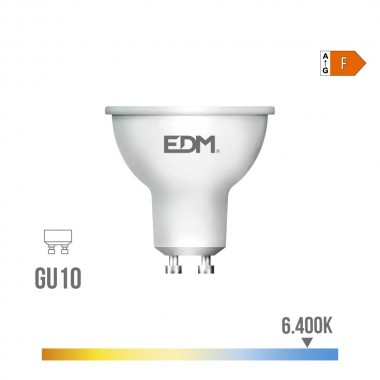 Bombilla dicroica led gu10 10 w 932 lm 6400 k luz fria 120° ø5 x 6,4 cm