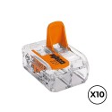 Conector rápido con palanca 2 conductores, ø maximo 4 mm², 450 v , 32 a transparente 13,2 x 18,6 x 8,4 mm. contiene 10 unida ...