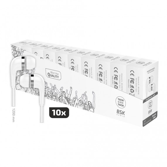 Pack ahorro 10 auriculares bsk con micrófono, blanco