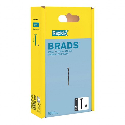 Clavo 8 / 15 mm galvanizado brad, 5700 uds