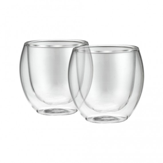 Vaso de doble pared palermo, resistentes a golpes y temperaturas 100 ml, 2 uds