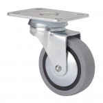 Rueda giratoria de goma con placa y eje liso, color gris, carga máx. 17 kg, ø 4 cm