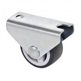 Rueda fija de goma con placa y eje liso de dos fijaciones, color gris, carga máx. 45 kg. ø 3 cm