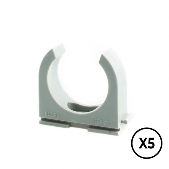 Soporte a presion lh ø 16 mm, gris, 5 unidades