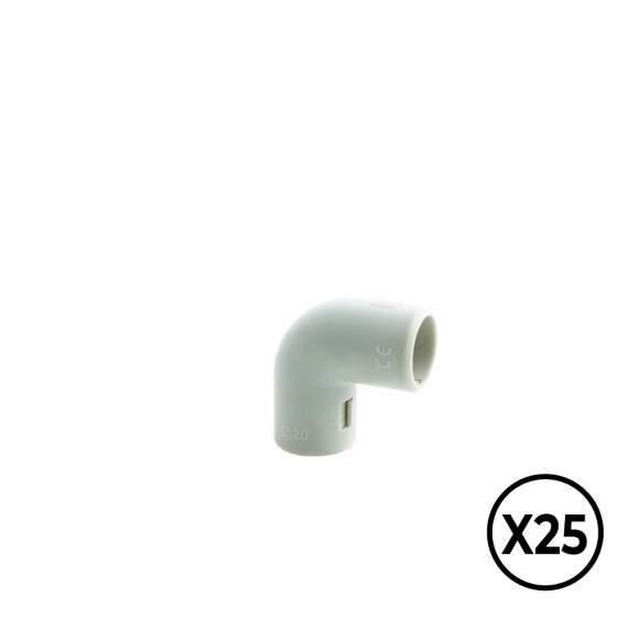 Codo inspeccionable 90° de pvc ø 20 mm, 25 unidades