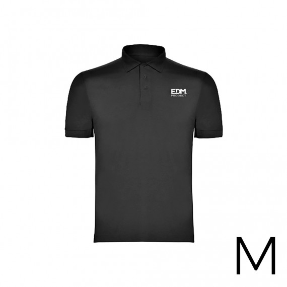 *merchandising* polo negro talla-m manga corta bordado edm