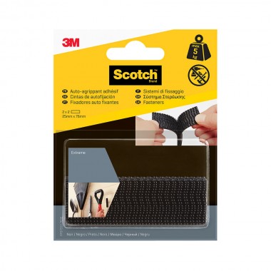Tira de autofijación extreme, negra, 25mmx76mm, 2 uds, máx 5 kg