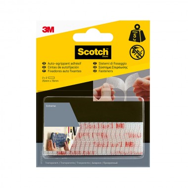 Tira de autofijación extreme, transparente, 25mmx76mm, 2 uds, max 5 kg
