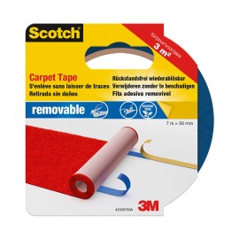 Cinta doble cara, para alfombras, removible, 7 m x 50 mm