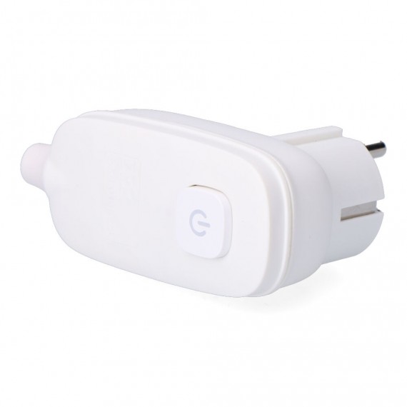 Clavija con t/t (schuko) + interruptor luminoso 16 a 250 v, blanca, 95 x 40 x 70 mm (retractilado)