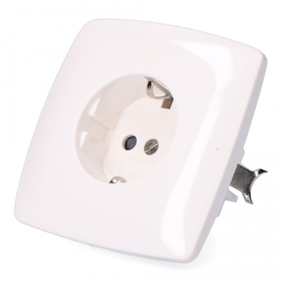 Base t/t empotrar lisa tipo schuko 10/16 a 250 v, blanca (retractilado)