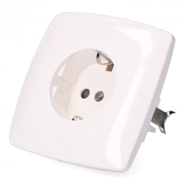 Base t/t empotrar lisa tipo schuko 10/16 a 250 v, blanca (retractilado)