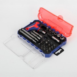 Juego puntas y vasos con mini mango carraca t, 28 piezas