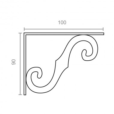 Escuadra ornamental plm05 negro 100 x 90 mm