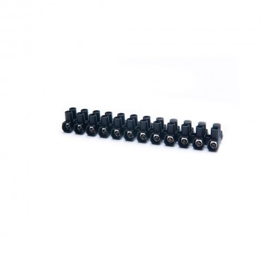 Regleta de conexión 12 polos 6 mm² negra