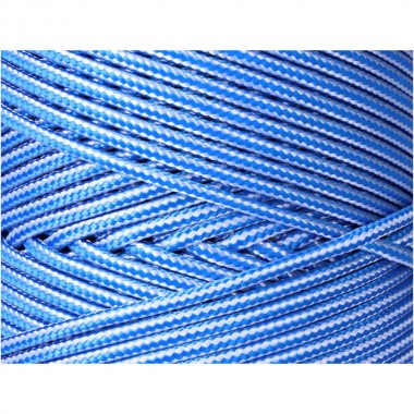 Cordón trenzado polipropileno azul / blanco, calibre 5 mm x 200 m