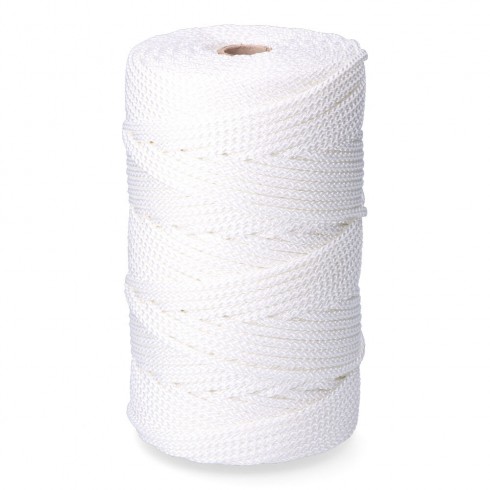 Cordón trenzado poliéster granete blanco, calibre 5 mm x 200 m