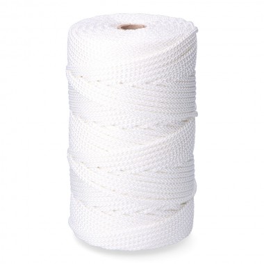 Cordón trenzado poliéster granete blanco, calibre 6 mm x 200 m