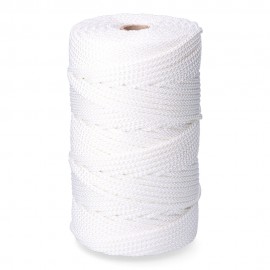 Cordón trenzado poliéster granete blanco, calibre 6 mm x 200 m