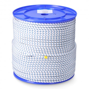 Cuerda de goma elástica blanca / azul poliéster calibre 10 mm x 100 m