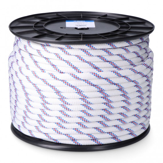 Cuerda driza trenzado poliéster blanco distintivo, calibre 10 mm x 150 m