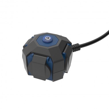 Prolongador expert 4 tomas con tapa ip44 h07rn-f 3 g 1,5 mm² 16 a 230v~ 1,4 m negro/azul