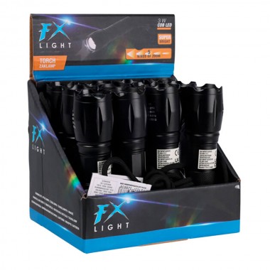 Linterna led aluminio 12,5 cm, con zoom, 3 x aaa (no incluidas), negra, 125 x 30 x 30 mm