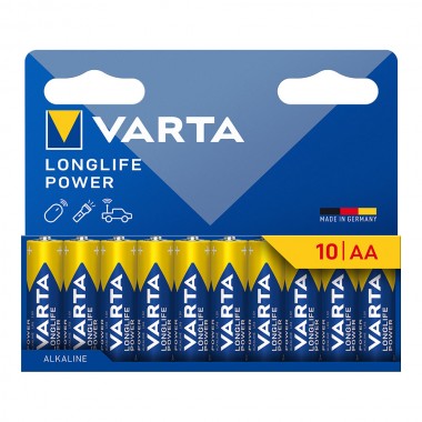 Pila alkalina longlife power aa - lr06 (blister cartón 10 uds) ø14,5 x 50,5 mm