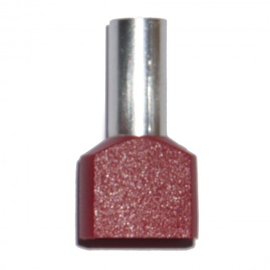 Puntera aislada 10,00 mm², doble, roja, 100 uds