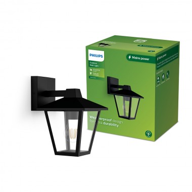 Aplique exterior kinno, negro, tipo farola, e27, 25 w, sin bombilla, luz hacia abajo