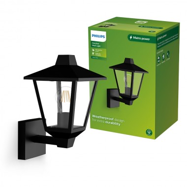 Aplique exterior kinno, negro, tipo farola, e27, 25 w, sin bombilla, luz hacia arriba