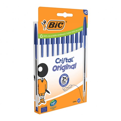 Bolígrafo cristal azul blíster 10 uds