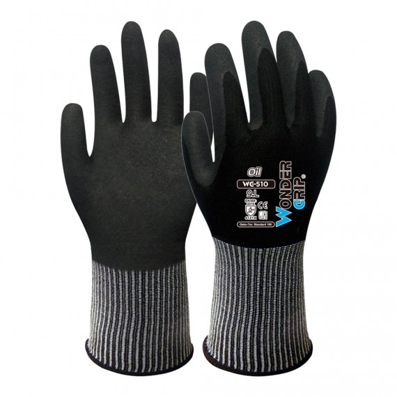 Guante nailon y spandex, palma doble recubrimiento nitrilo, talla 07
