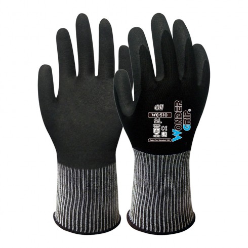 Guante nailon y spandex, palma doble recubrimiento nitrilo, talla 07